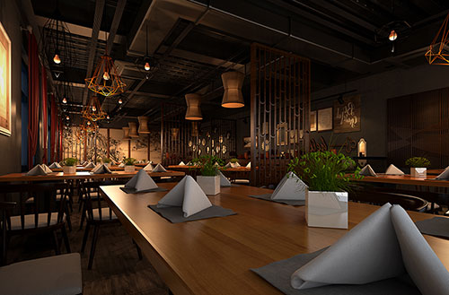 石排镇简约大气中式风格餐厅设计装修效果图