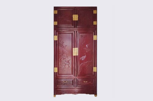 石排镇高端中式家居装修深红色纯实木衣柜