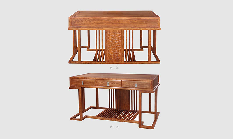 石排镇 别墅中式家居书房装修实木书桌效果图